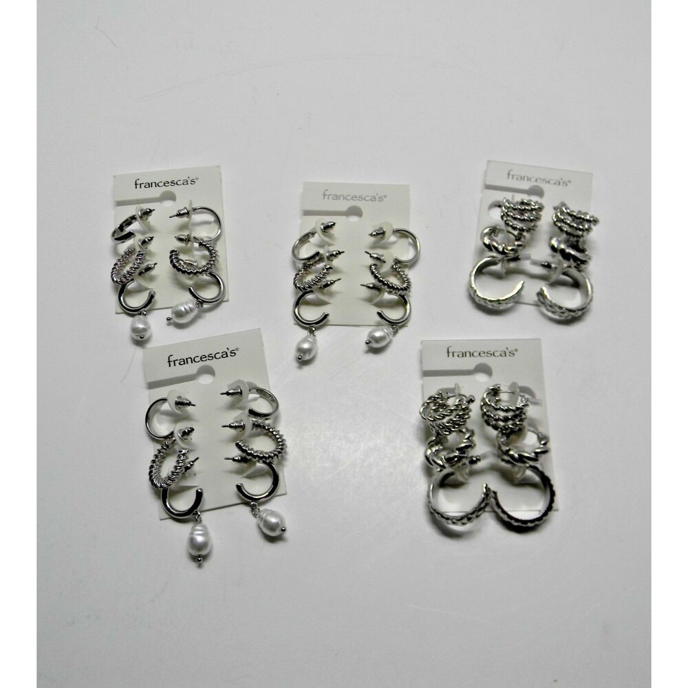 (5) Silver Hoop Earring Sets Christmas Gift Stocking Stuffers Francesca's NEW